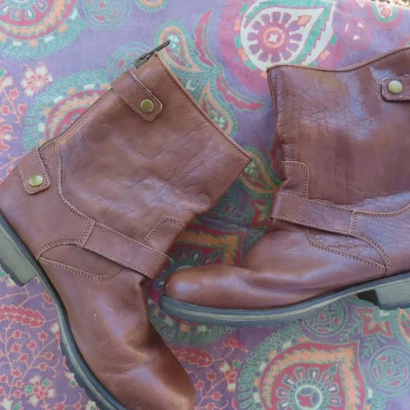 Brown Leather Moto Boots - Picture 2 of 6